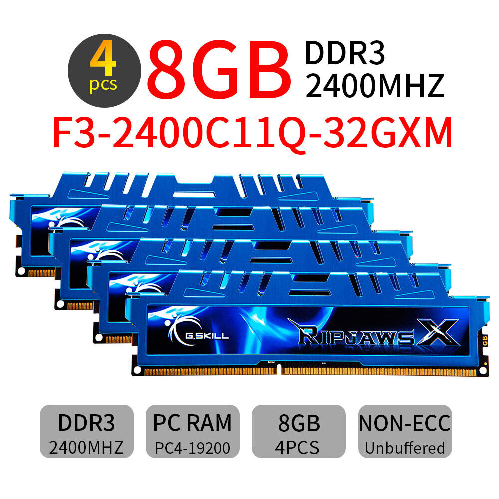 32GB 16GB 8GB DDR3 2400MHz G.Skill Ripjaws DIMM Overclock Gaming Memory RAM LOT