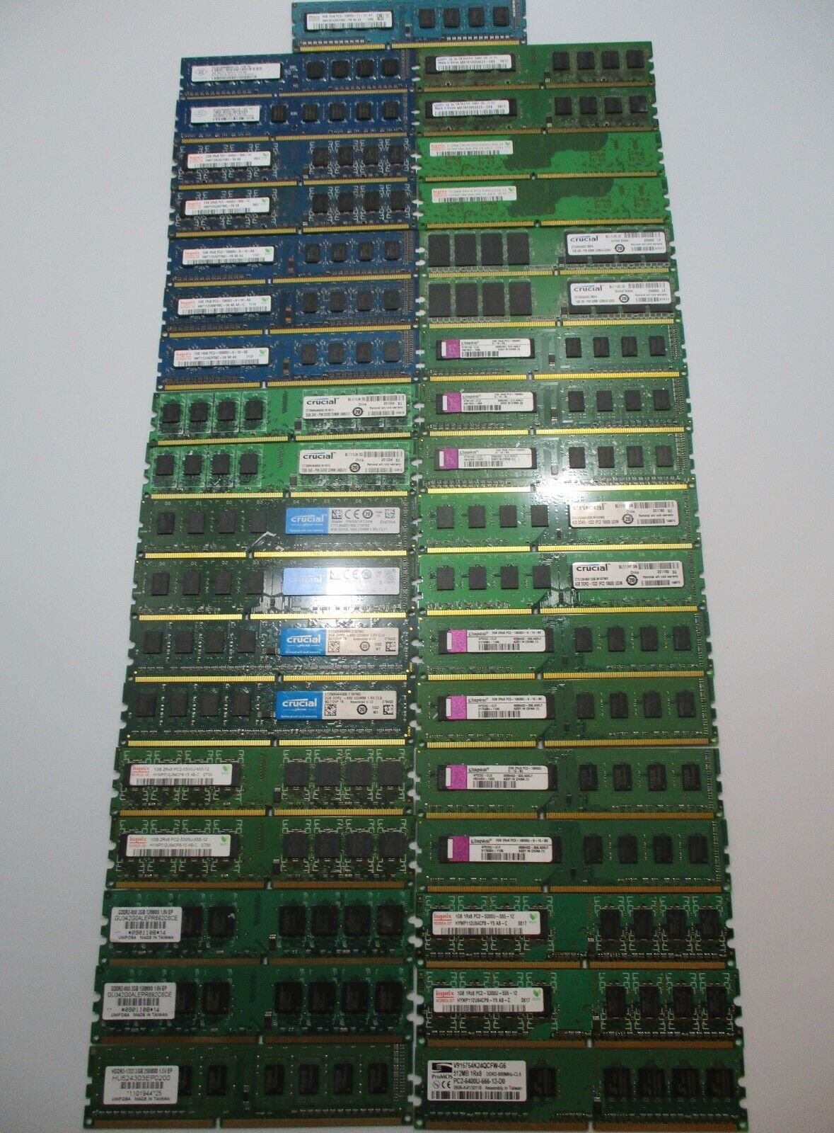 Lot of 37 Desktop RAM Memory Boards Several Brands Mixed Capacities Mostly Pairs