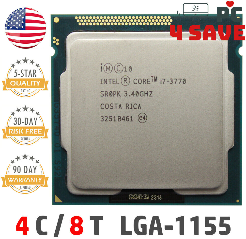 Intel 3rd Gen Core i7-3770 SR0PK 3.40GHz (Turbo 3.90GHz) 4-Core 8M LGA-1155 CPU