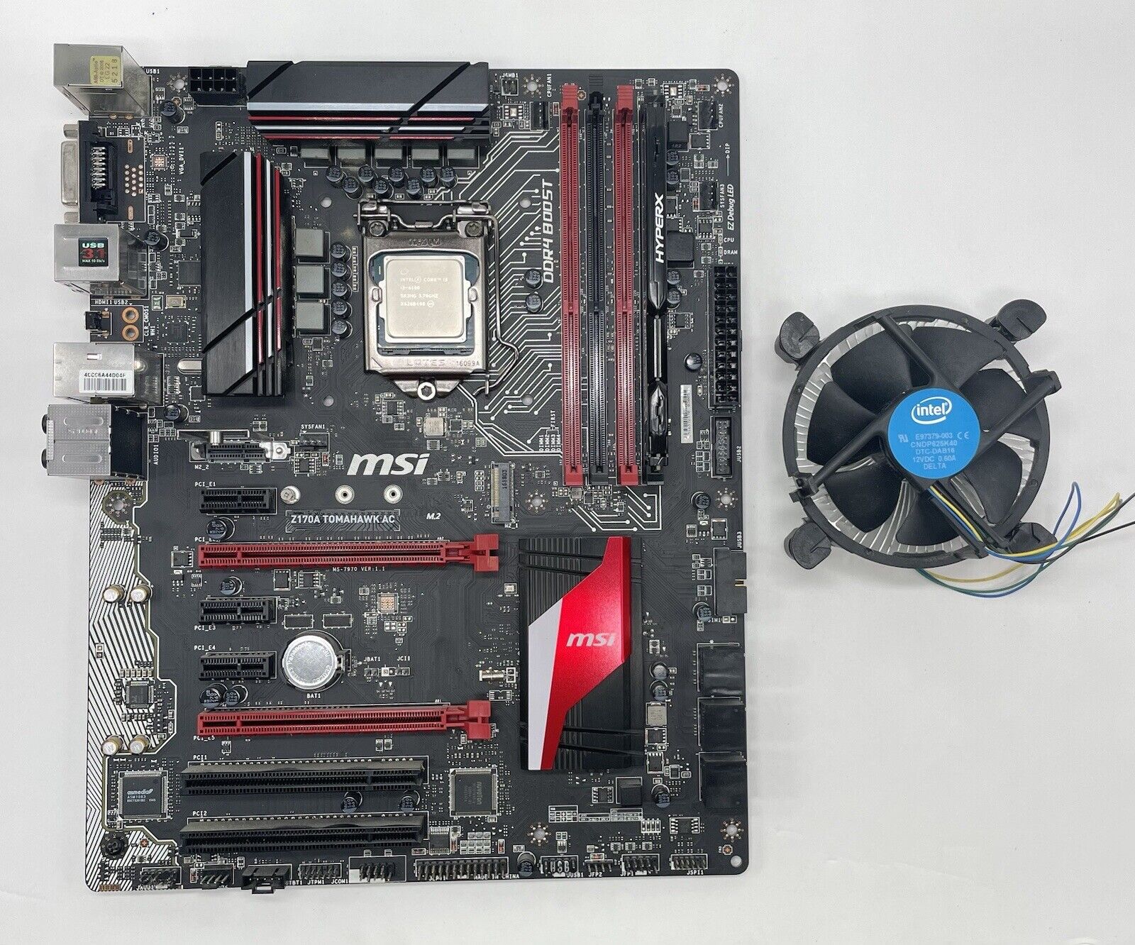 MSI Z170A Tomahawk Gaming Motherboard with Intel CPU, HyperX RAM & Fan - AS IS