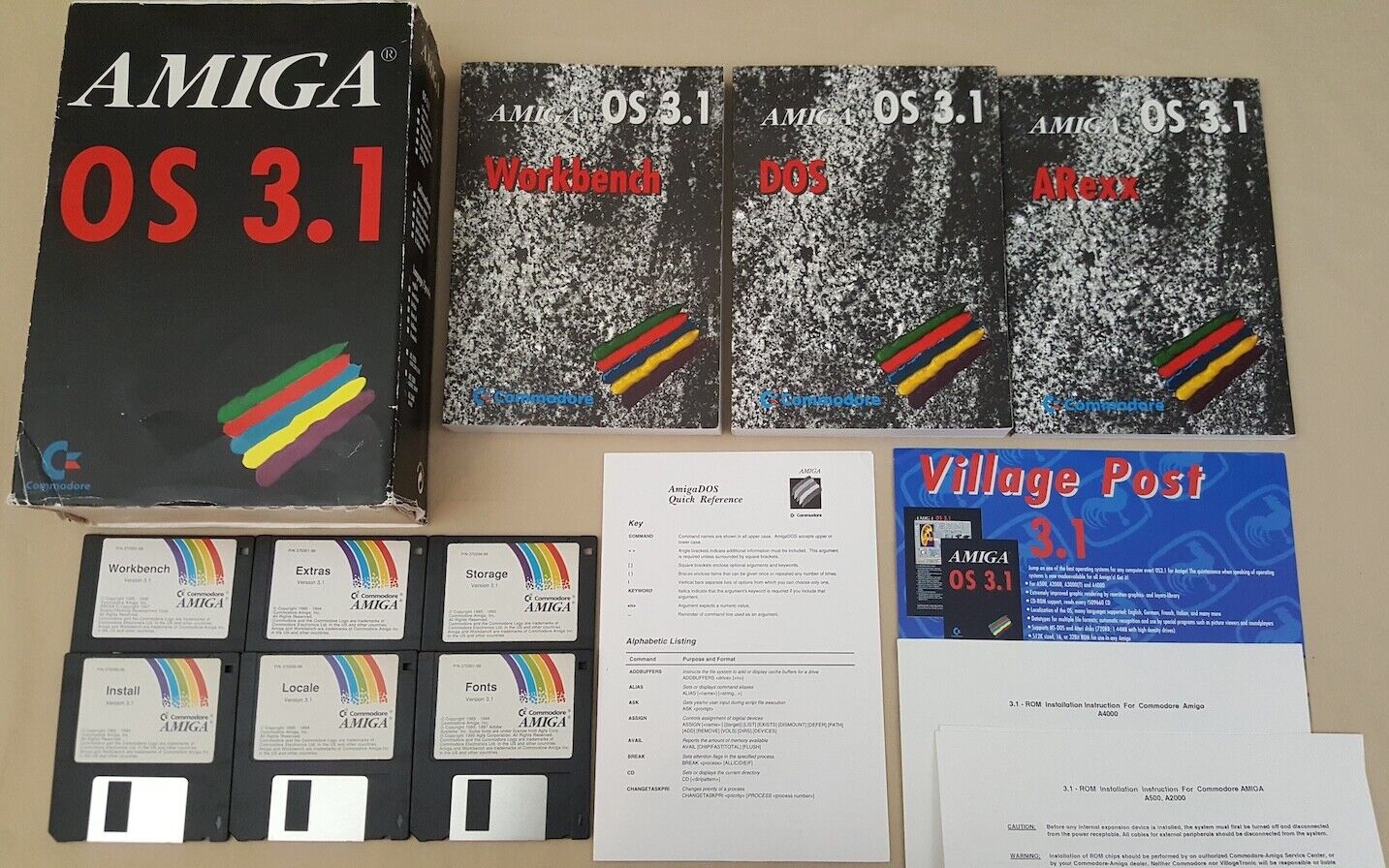 Amiga OS Operating System v3.1 Box Manuals & Install Disks for Amiga - Commodore