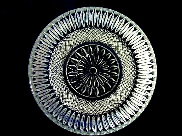 Vintage Pressed Daisy/Diamond Point Glass Salad / Dessert Plate - Made in Italy