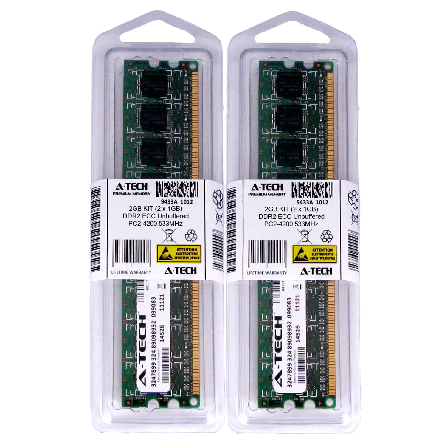 2GB 2 x 1GB DDR2 Modules 4200 ECC UDIMM 533 240 pin 240-pin 2G Memory Ram Lot