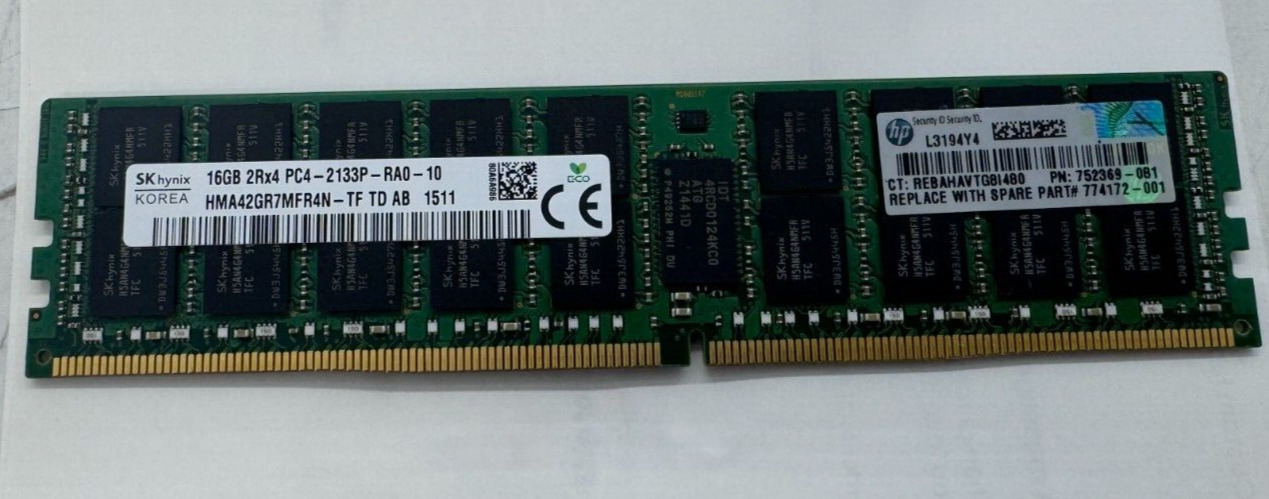 Lot of 16 Hynix 16GB 2Rx4 PC4 | HMA42GR7MFR4N-TF TD | RDIMM Memory RAM