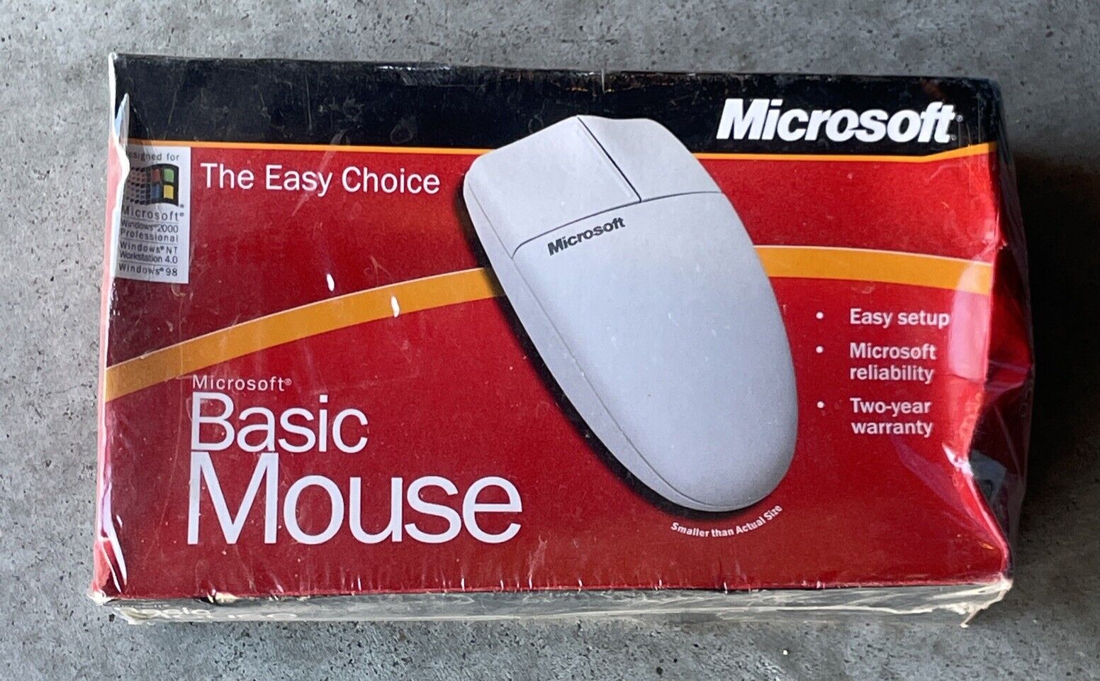 MICROSOFT Basic Mouse 1.0 PS/2 Windows 98 2000 Computer Wired New SEALED Vintage