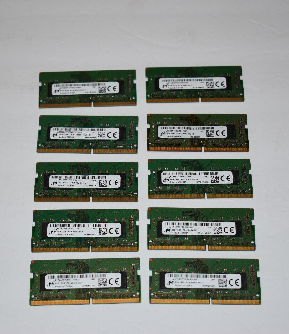Lot of 10 Micron 8GB DDR4 PC4-2666V Laptop RAM Memory PC4-21300