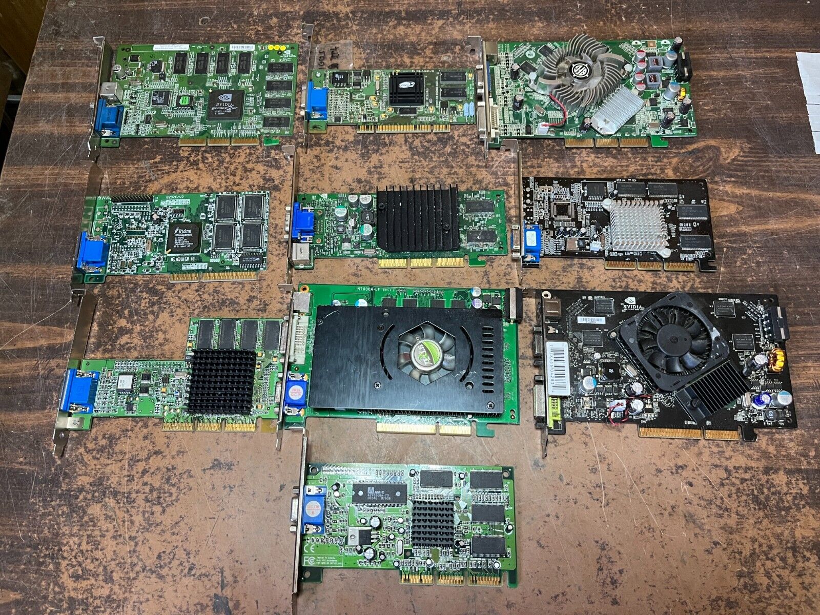 Lot of 10 Vintage AGP PCI ISA Gaming Graphics Video Cards Working