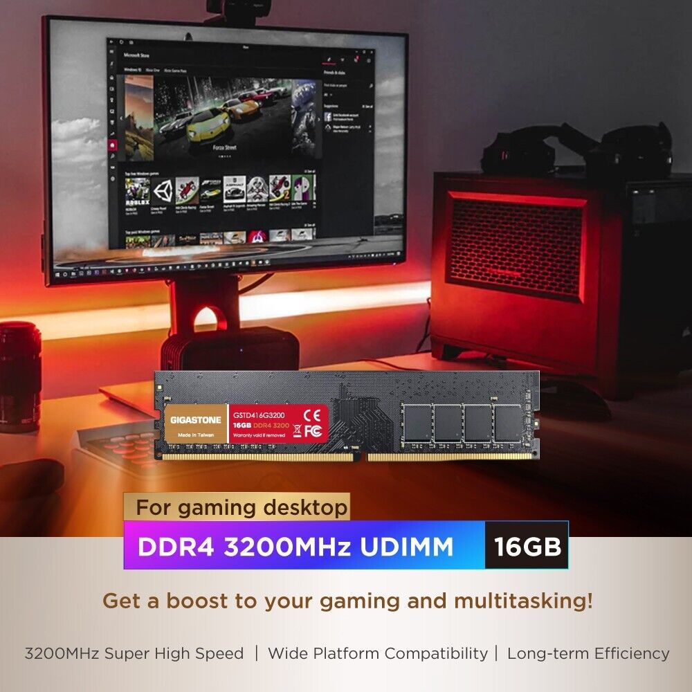 【DDR4 RAM】2PK Gigastone Desktop RAM 32GB (2x16GB) DDR4 32GB DDR4-3200MHz