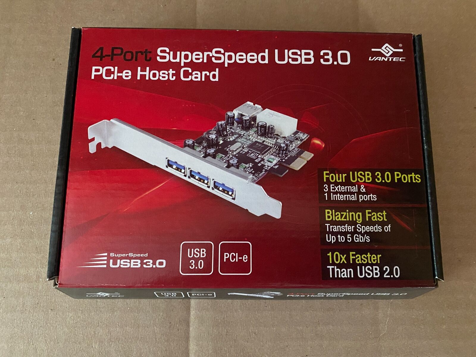 VANTEC UGT-PC341 4-PORT SUPERSPEED USB 3.0 PCIE HOST CARD ULE1-10