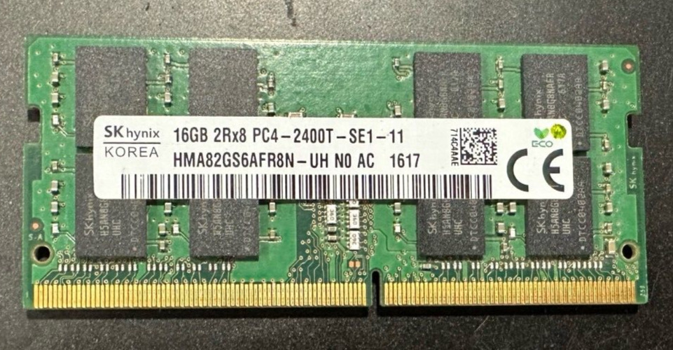 SK Hynix 16GB Stick 2Rx8 PC4-2400T DDR4 PC4-19200 Laptop RAM (HMA82GS6AFR8N-UH)