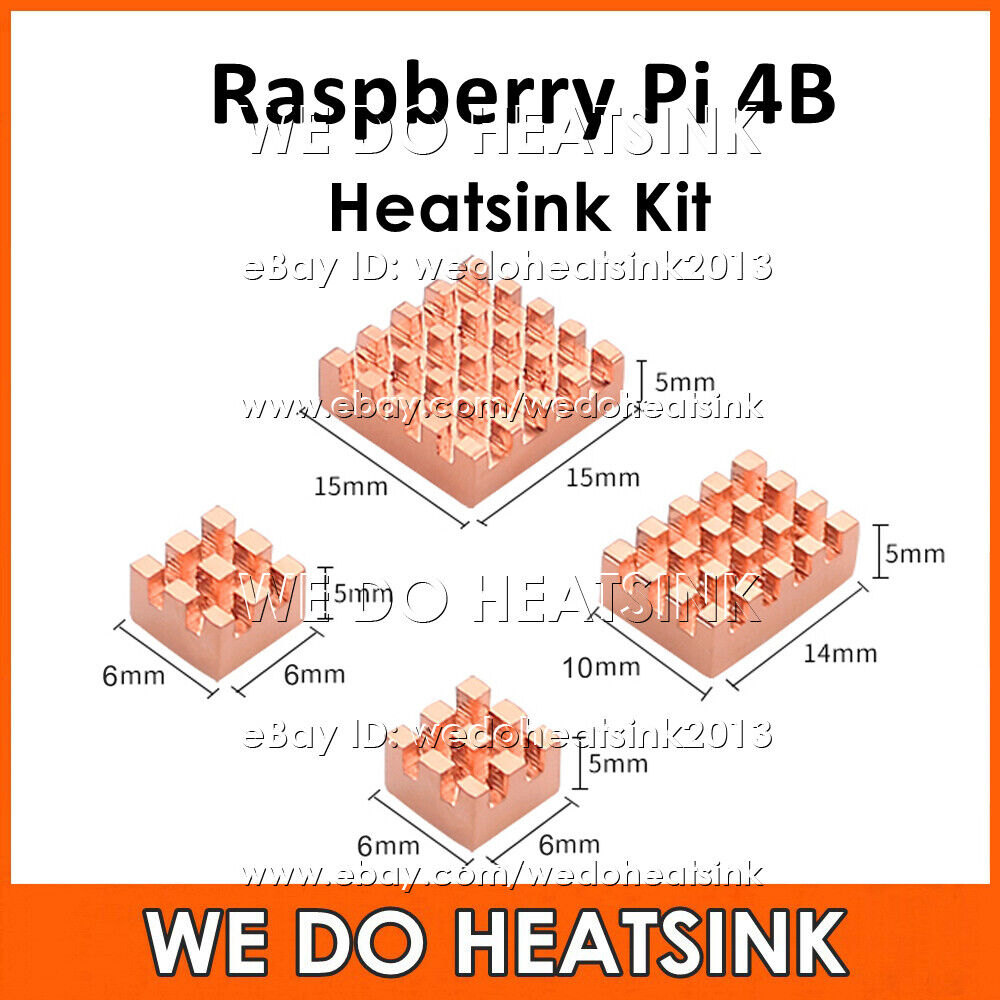 4Pcs Kit Copper Cooler DIY Heatsink Set Cooler For Raspberry Pi 4 4b Model 4B