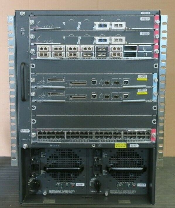 Cisco WS-C6509-E + 2x SUP720-3B + 1x X6748-GE-TX + 1x X6716-10GE + 2x X6704-10GE