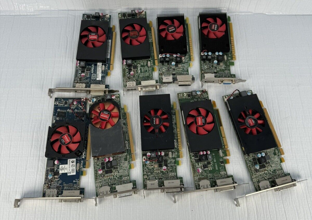 Lot Of 9 AMD Graphics Cards Mixed Models Display Port DVI 1 Has VGA 