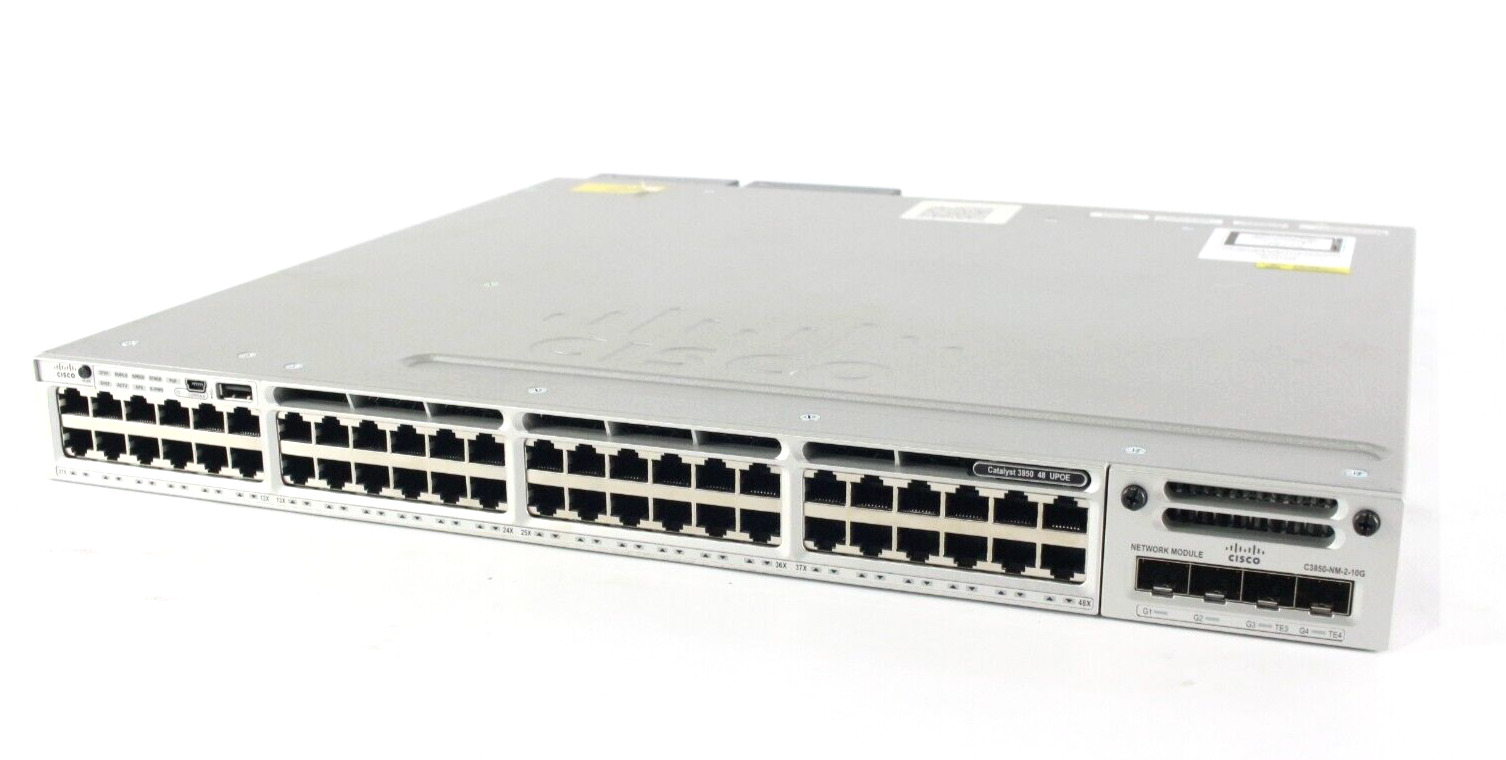 Cisco Catalyst 3850 WS-C3850-48U-S 48-Port UPOE Gb Switch w/ NM-2-10G (BH)