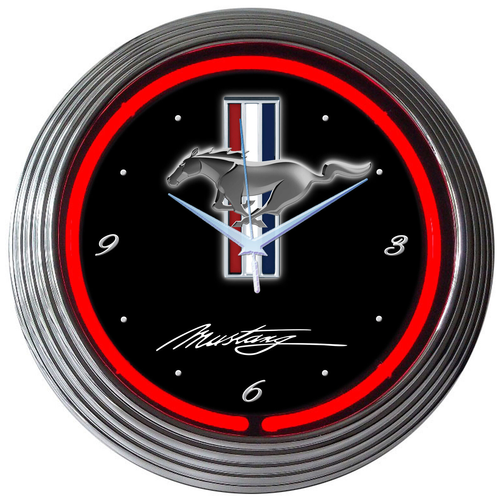 GT Mustang Red Neon Clock sign Muscle car Ford Stallion garage wall lamp OLP