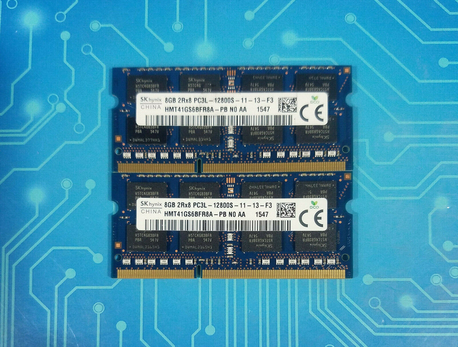 16GB (2x8GB) PC3L-12800s DDR3-1600MHz 2Rx8 Non-ECC Hynix HMT41GS6BFR8A-PB