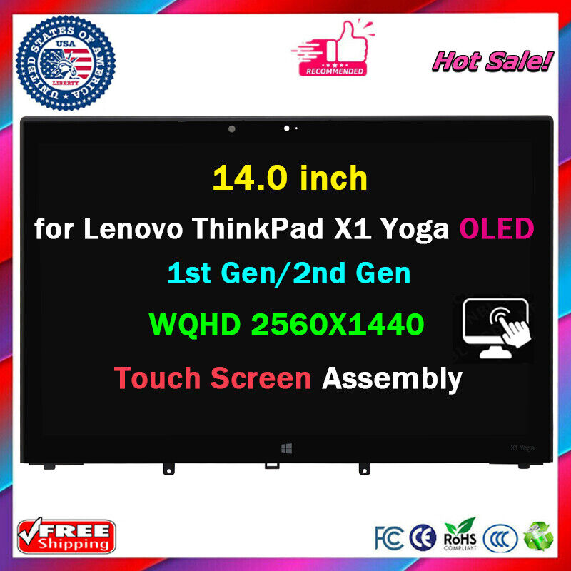 for Lenovo ThinkPad X1 Yoga OLED 1st Gen SD10G56716 01AW977 LCD TouchScreen WQHD