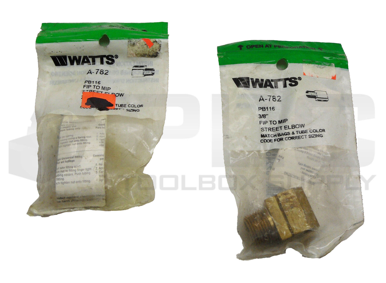 LOT OF 2 SEALED NEW WATTS A-782 FIP TO MIP STREET ELBOW 3/8\