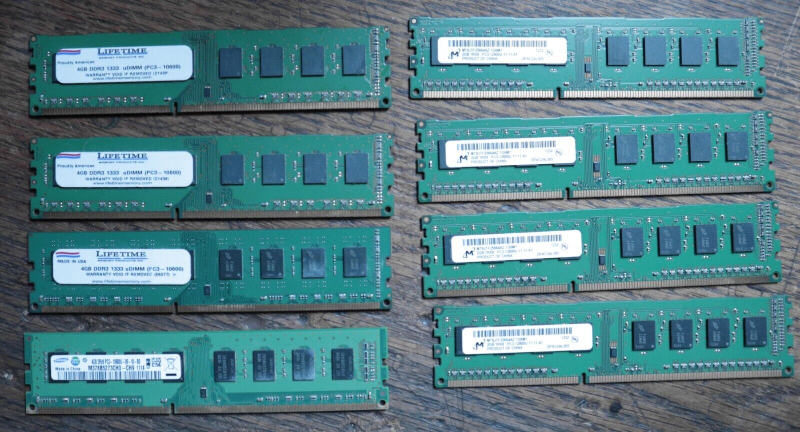 4 x 4GB ddr3   &   4 x 2GB PC3 See Picture  