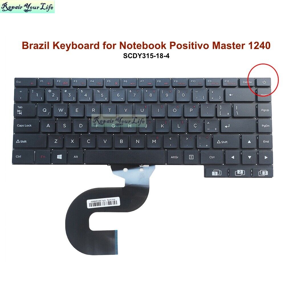 BR/Brazilian Keyboard for Notebook Positivo Master 1240 SCDY315-18-4 BR/PT/PO