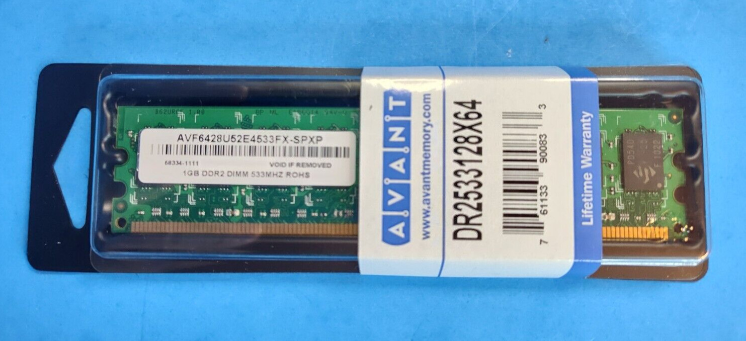 (New Sealed) Avant 1GB PC2-4200 DDR2-533 Desktop RAM Memory DR2533128X64