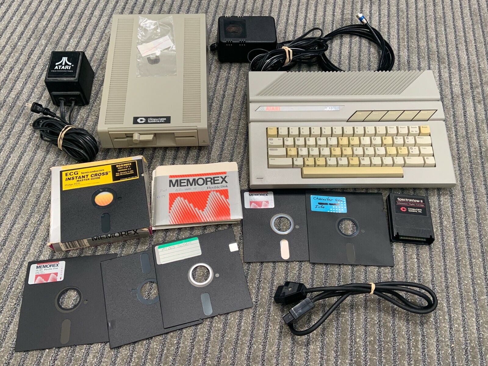 Atari XF551 Floppy Disk Drive & 130XE Keyboard Computer Power Supply Lot *AS-IS*