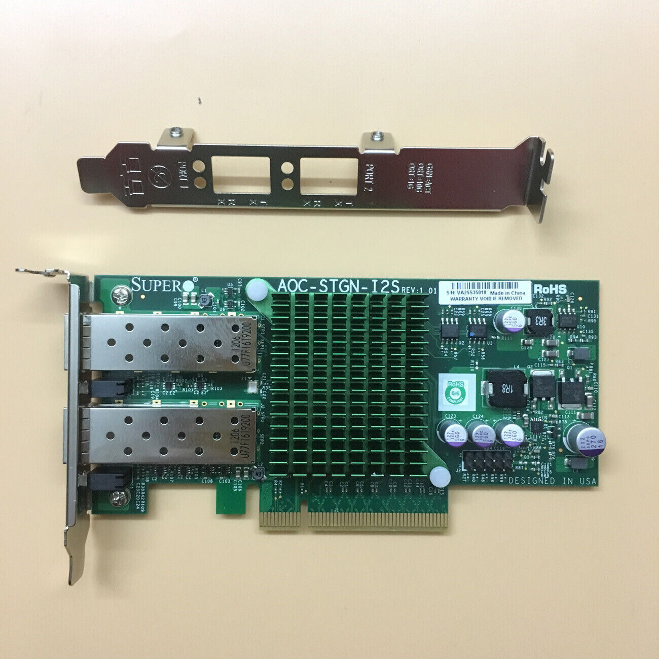Supermicro AOC-STGN-i2S Dual 10Gbps SFP+ Intel 82599 X520-DA2 NIC PCIE REV 1.0