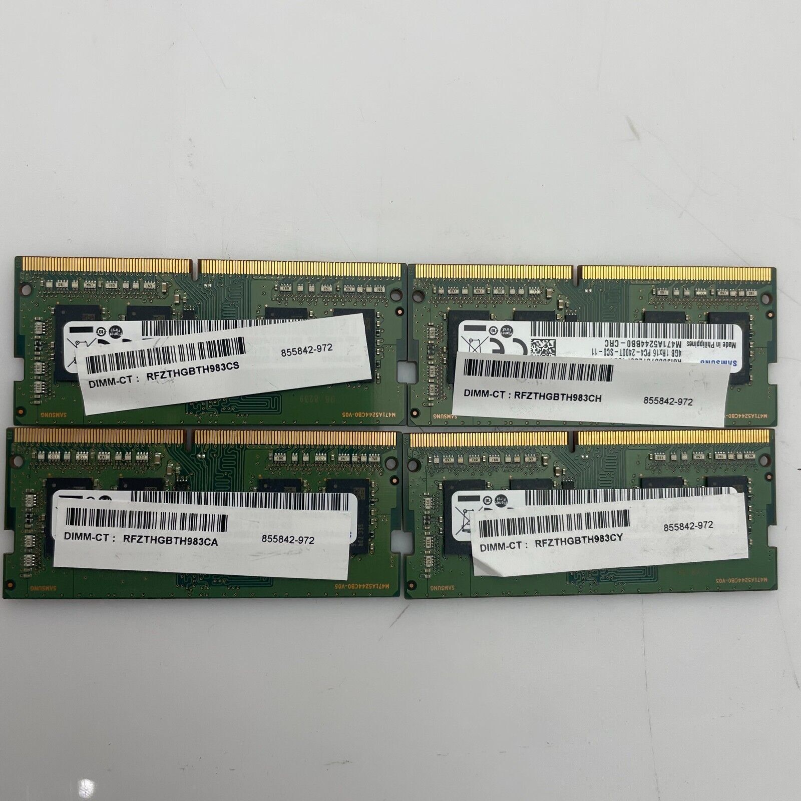 Lot of 4 - HP 855842-972 4GB PC4-19200 DDR4-2400 Non-ECC SODIMM MEMORY