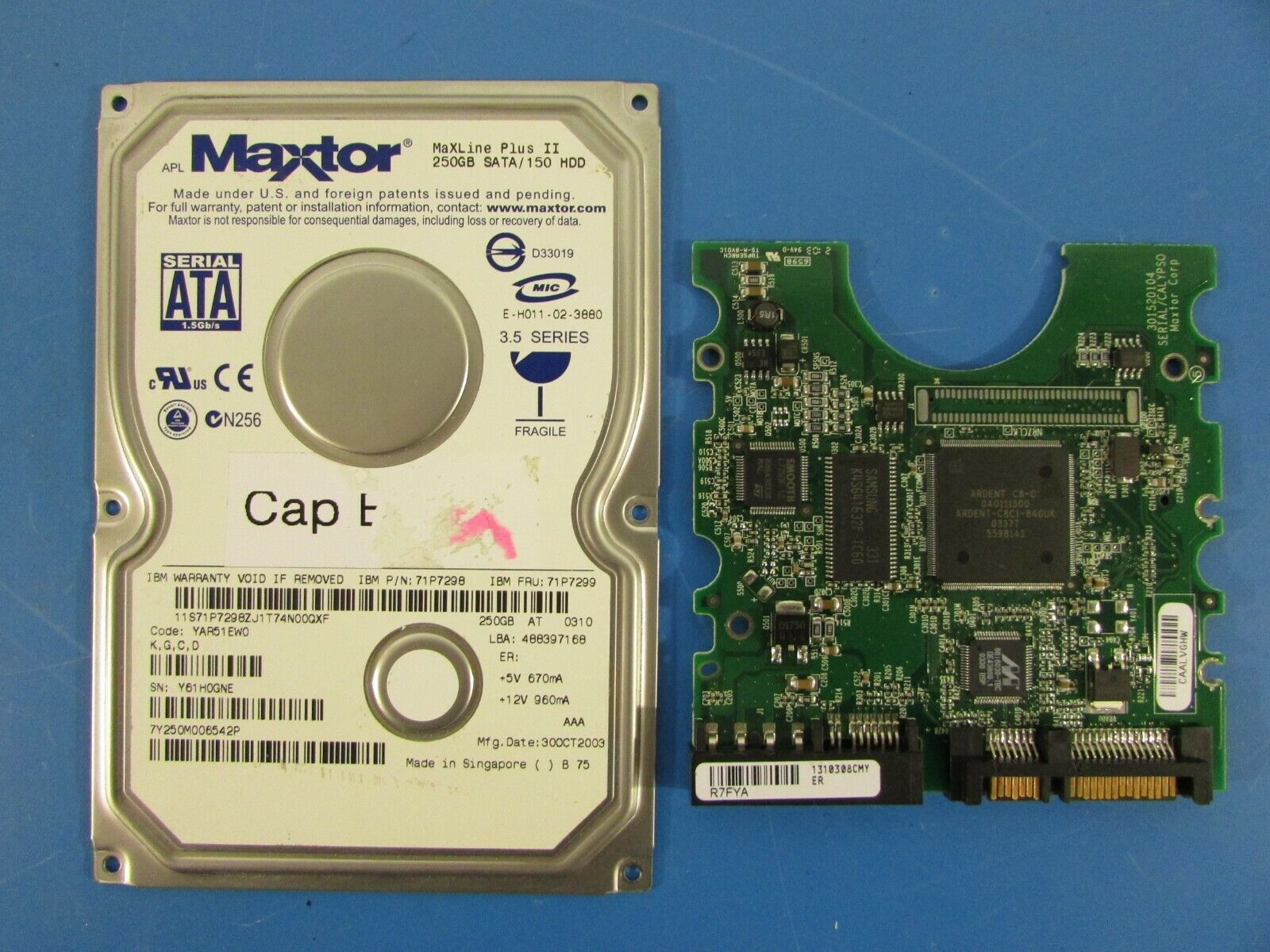 Maxtor 250GB MaXLine Plus II 7Y250M006542P Code YAR51EW0 (PCB Only) 