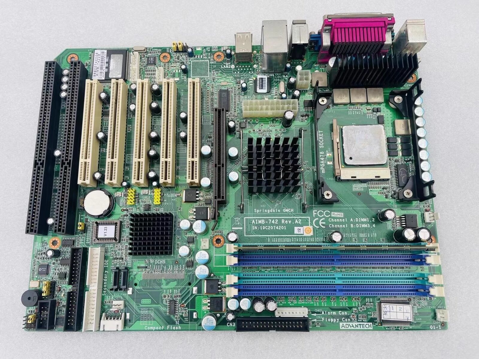 1pc used  Advantech AIMB-742 REV A2 with CPU memory