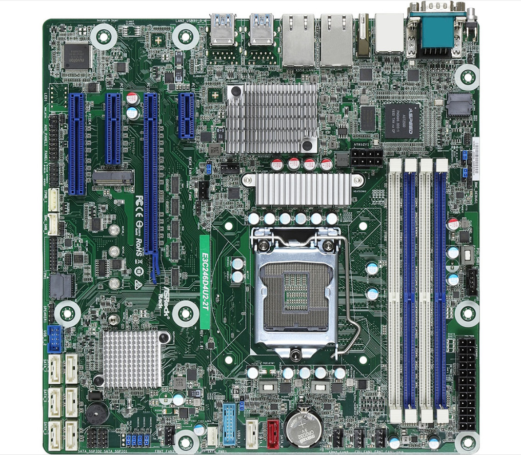 ASRock Rack E3C246D4U2-2T LGA1151 Dual 10GbE DDR4 8xSATA mATX Support server nas