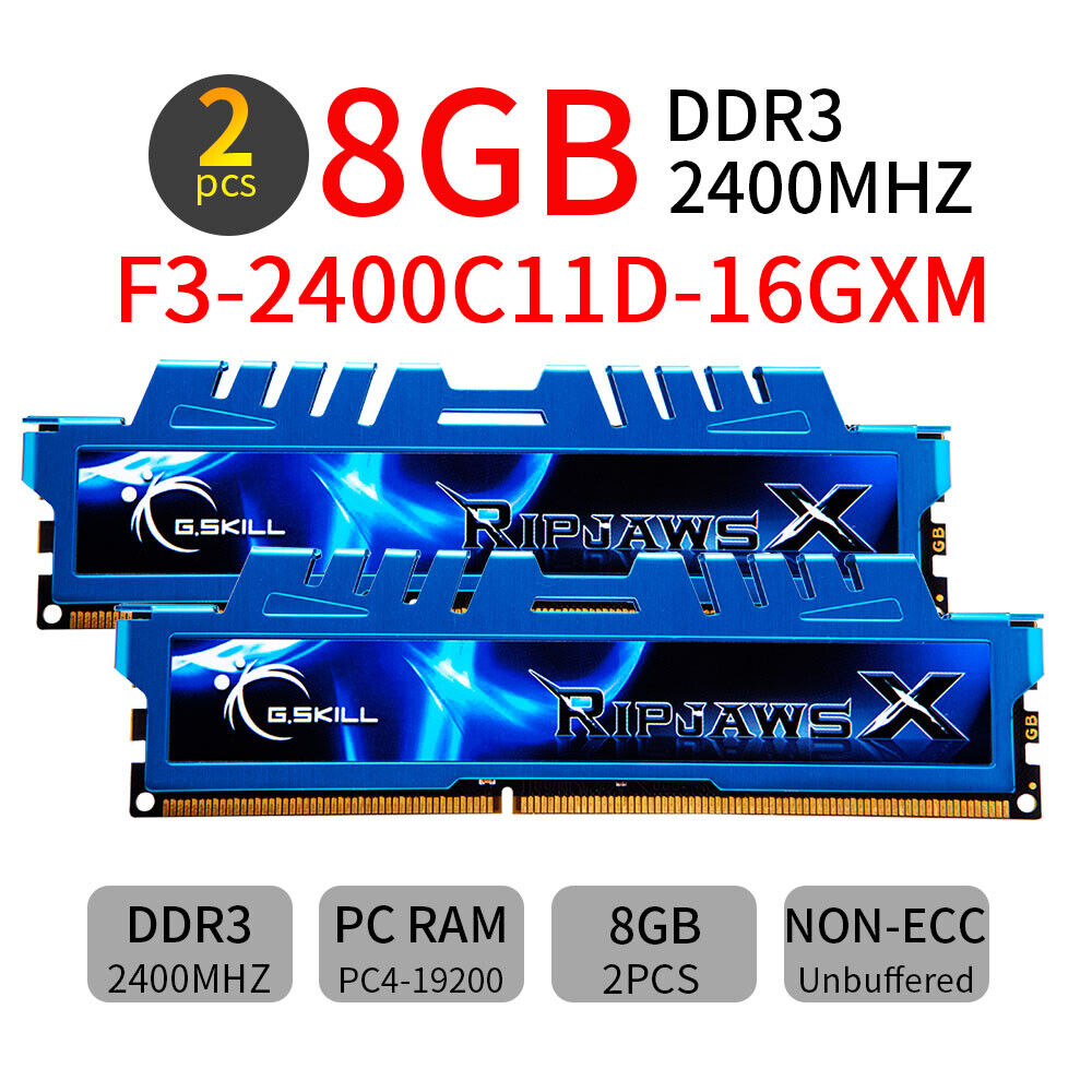 16GB 2x 8GB G.Skill Ripjaws DDR3 OC 2400MHz F3-2400C11D-16GXM 240Pin Memory RAM