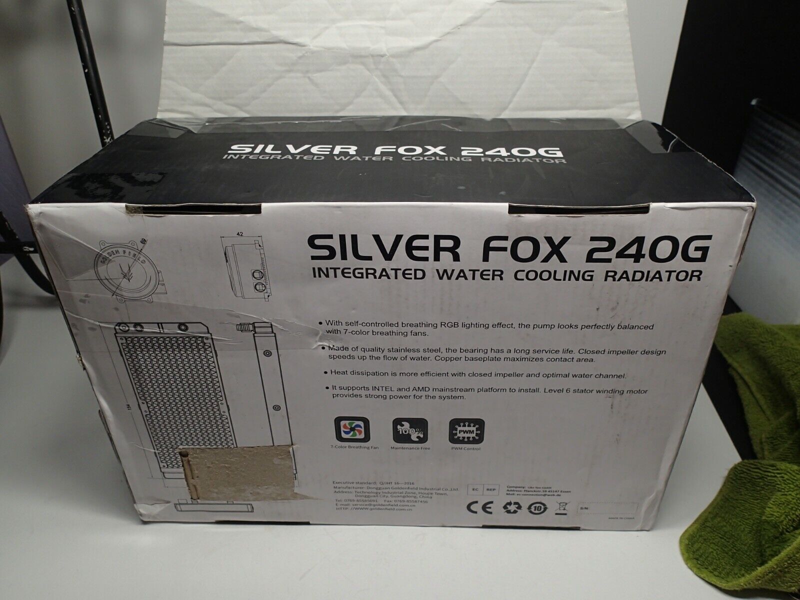 Golden Field Silver Fox 240G Integrated Water Cooling Radiator 7 color fans 