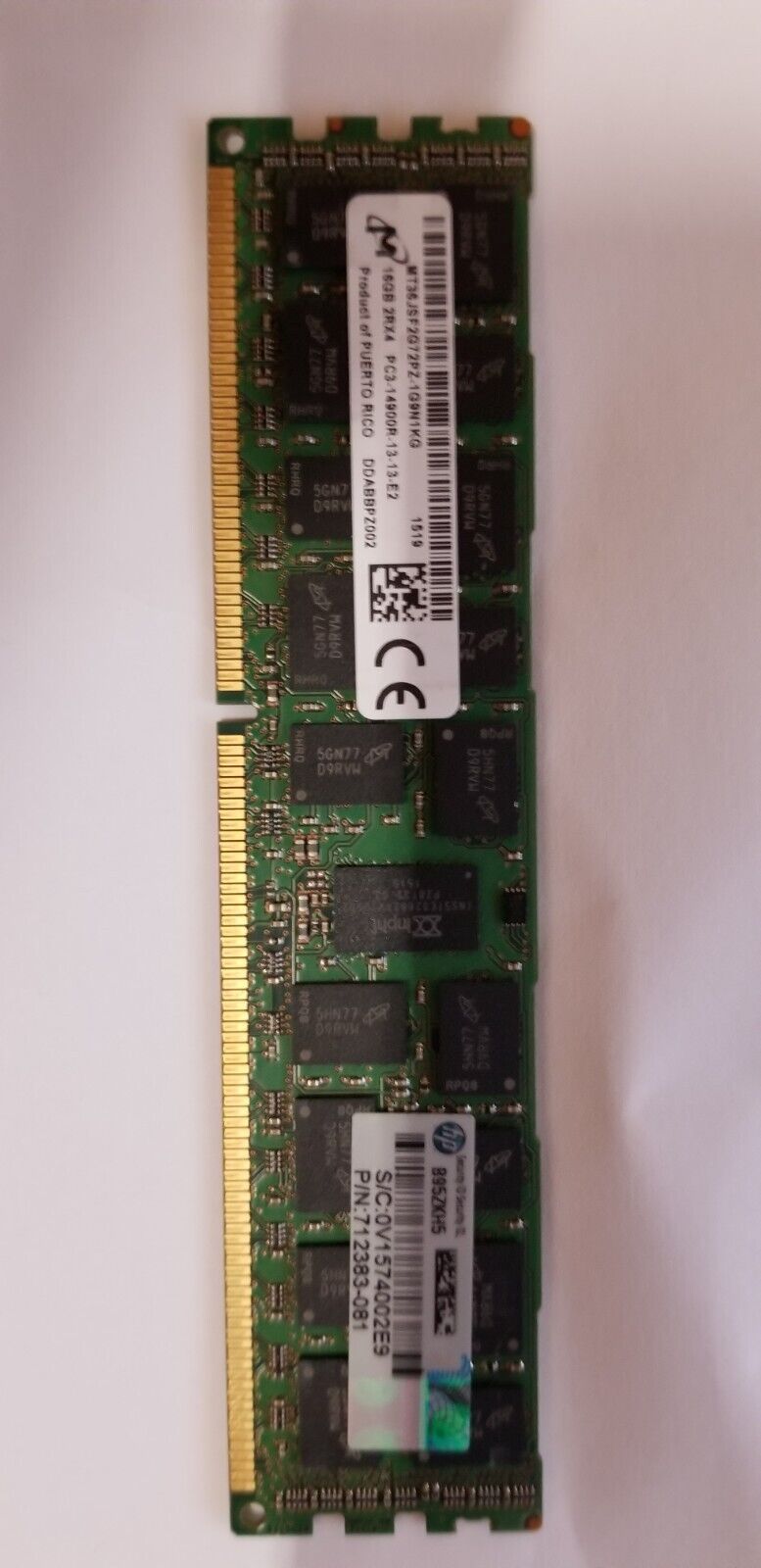HP Micron 16GB (1 x 16GB) PC3-14900R Server Memory 712383-081 2Rx4 Ram