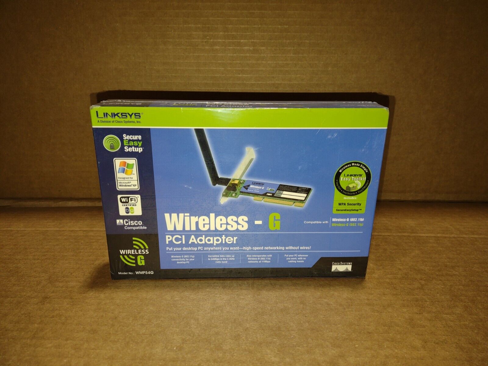 Linksys Wireless-G PCI Adapter Desktop Wi-Fi Card 2.4GHz Network WMP54G NIB
