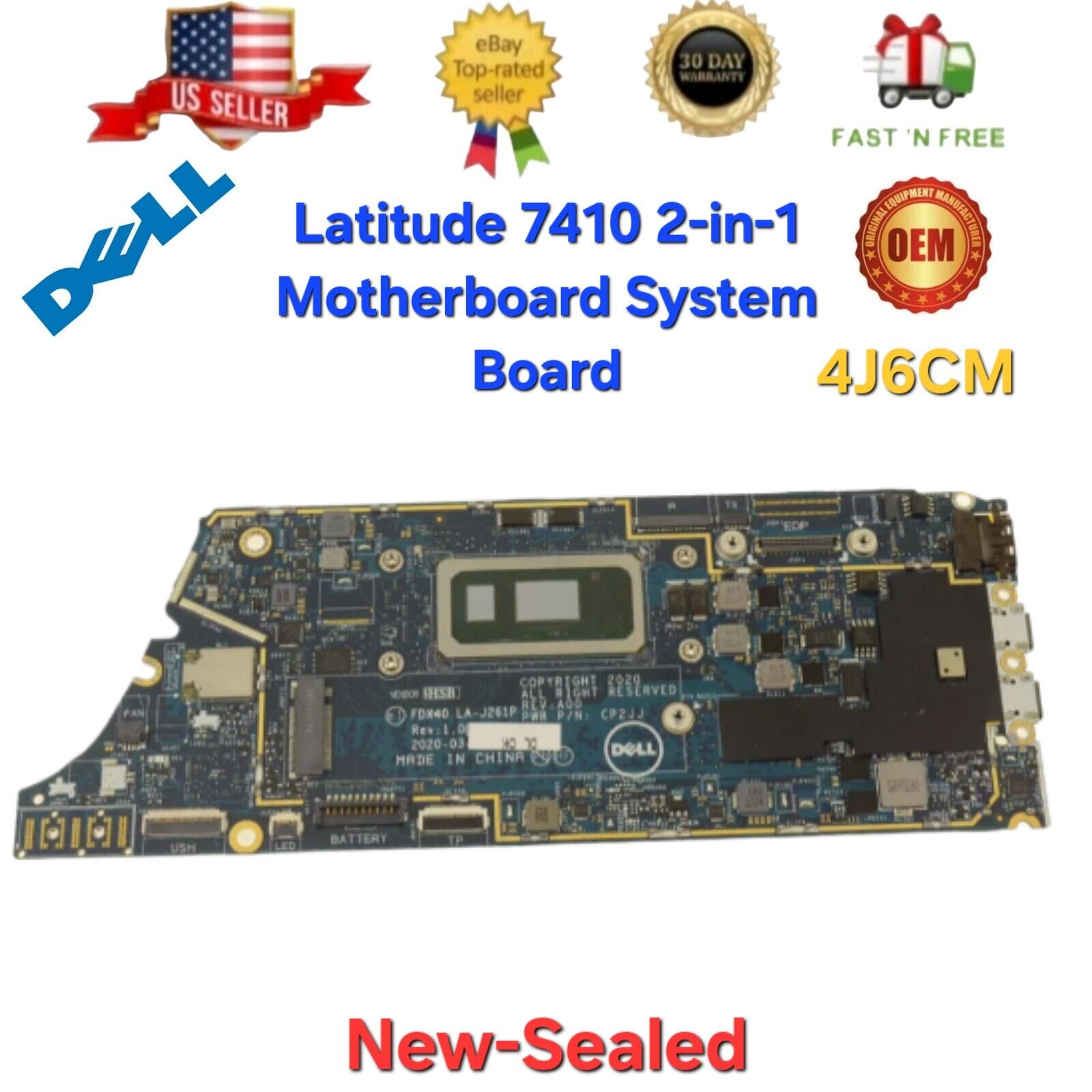 OEM Original Latitude 7410 Motherboard System Board 1.7GHz i5 Quad 16GB 4J6CM