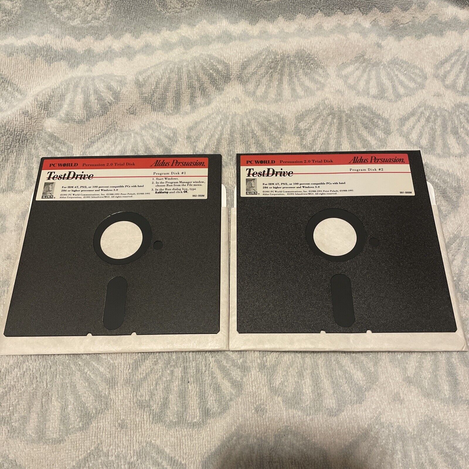 Vintage Pc World Persuasion 2.0 Trail Disk 1&2 Aldus Persuasion 5.25” 1991