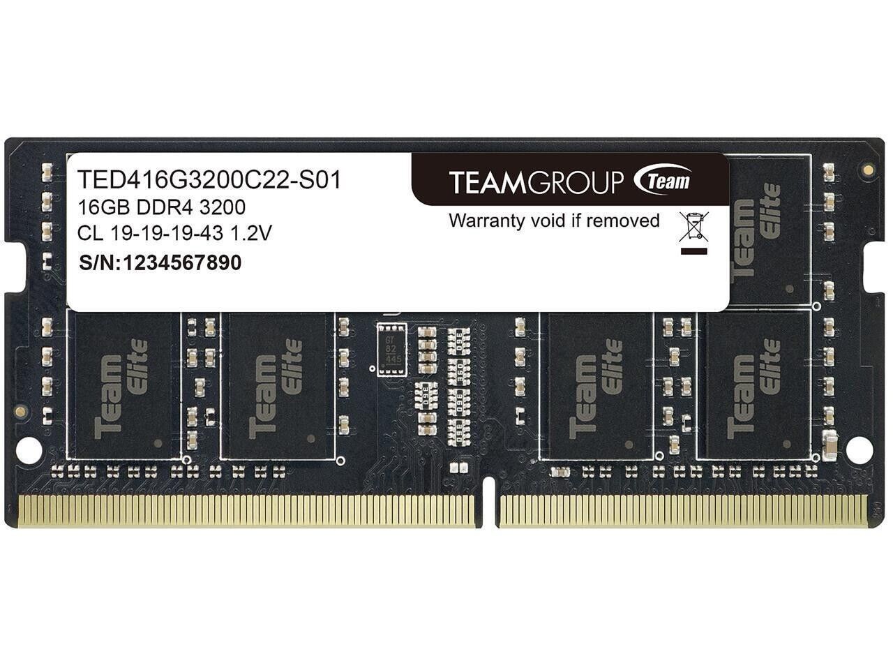 Team Elite 16GB 260-Pin DDR4 SO-DIMM DDR4 3200 (PC4 25600) Laptop Memory Model
