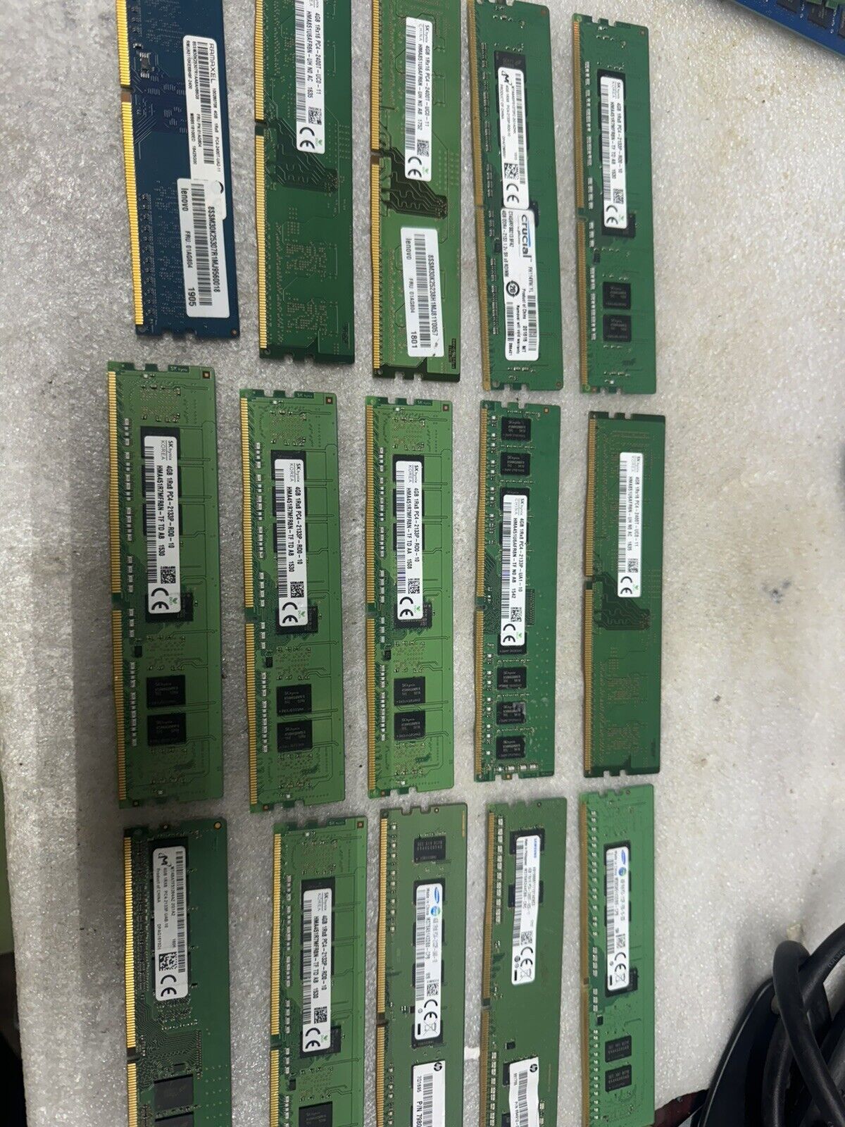 LOT OF 15 4GB MIXED BRANDS 1Rx16 PC4-21300 DDR4 MHz Desktop RAM