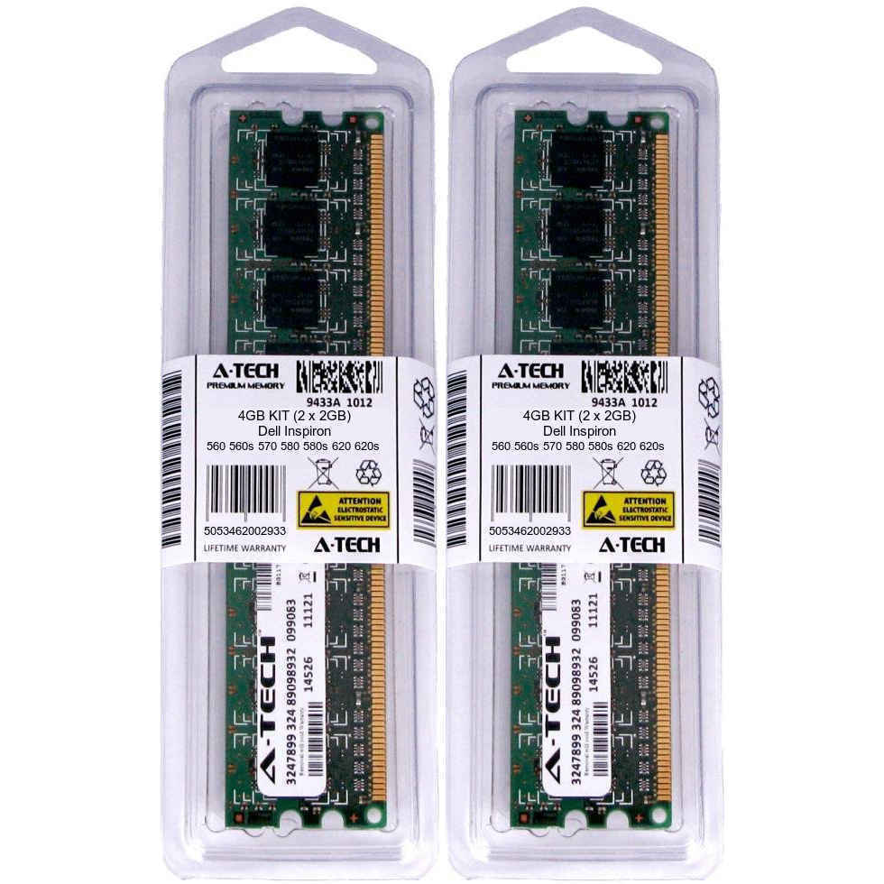 4GB KIT 2 x 2GB Memory RAM for DELL INSPIRON 560 560s 570 580 580s 620 620s I580