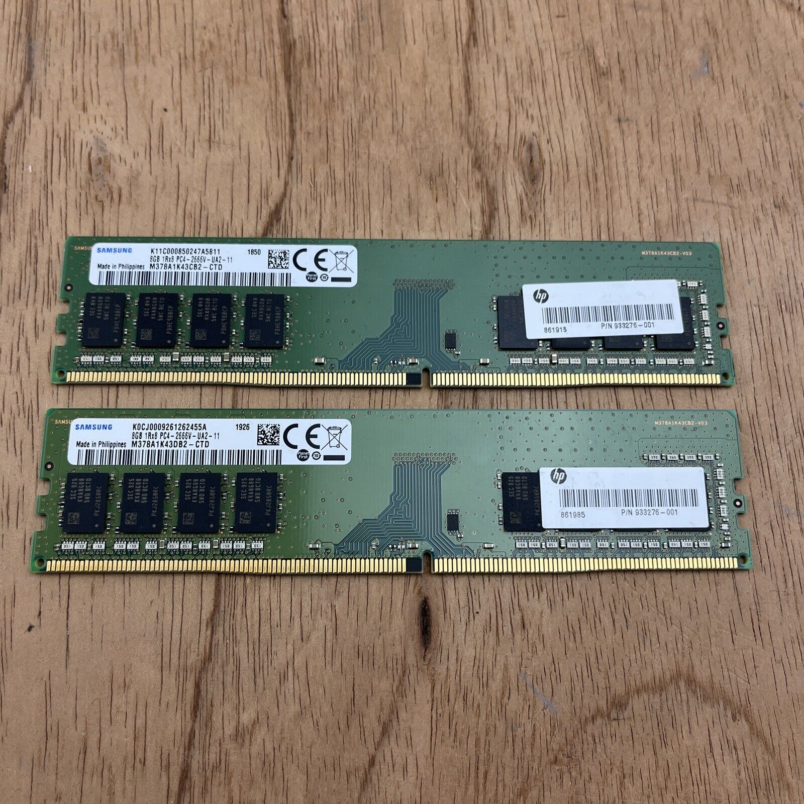 HP 16GB (Pack of 2x8GB) 1Rx8 DDR4 2666MHZ RAM