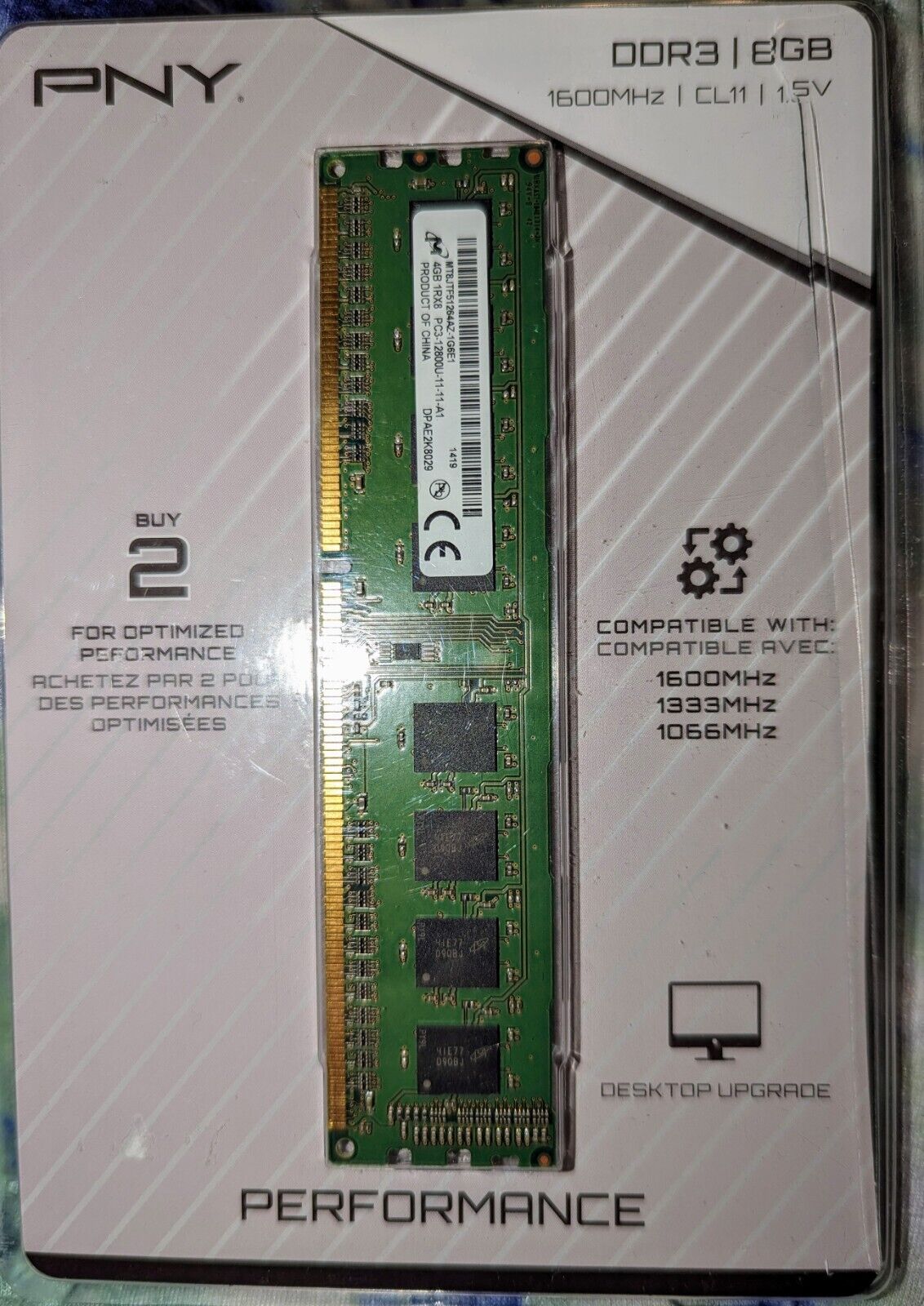 PNY - 8GB 1.6 GHz DDR3 DIMM Desktop Memory - Green New Old Stock in Original Pkg
