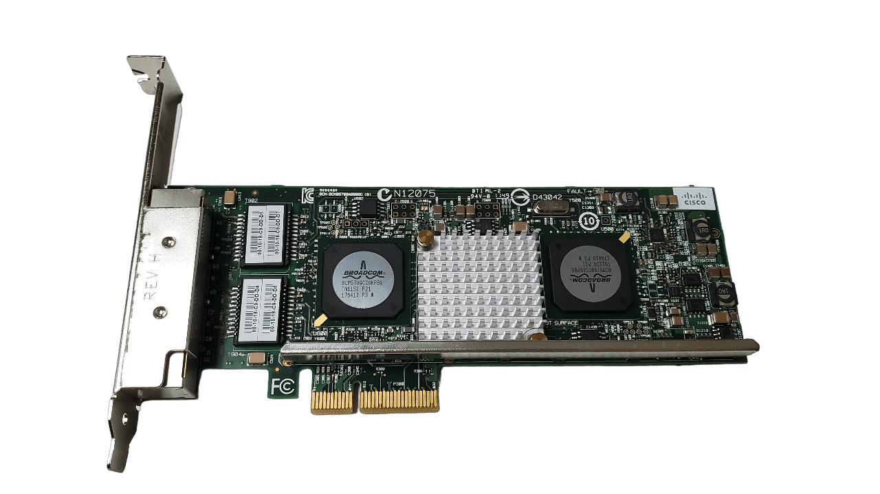 Cisco Broadcom PCI-E 4 Port GBit Network Card Full Height N12075 BCM95709A0906G