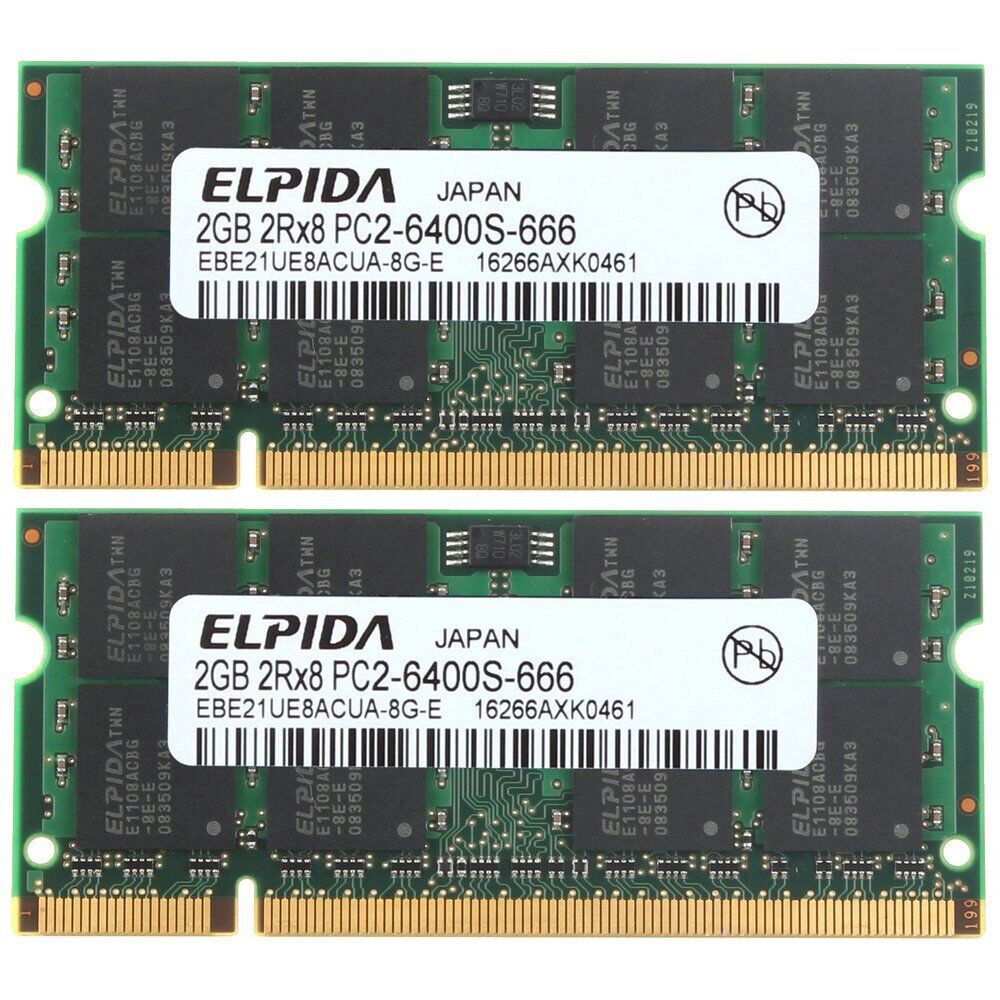 4GB 2X 2GB Kit TOSHIBA SATELLITE PRO A100 A120 A200 A210 A300 A300D DDR2 Memory