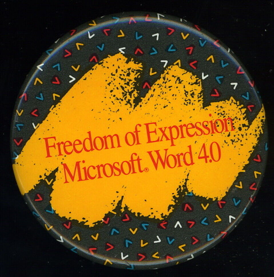 Vintage Rare 1987 FREEDOM OF EXPRESSION MICROSOFT WORD 4.0 DOS 2-1/4\