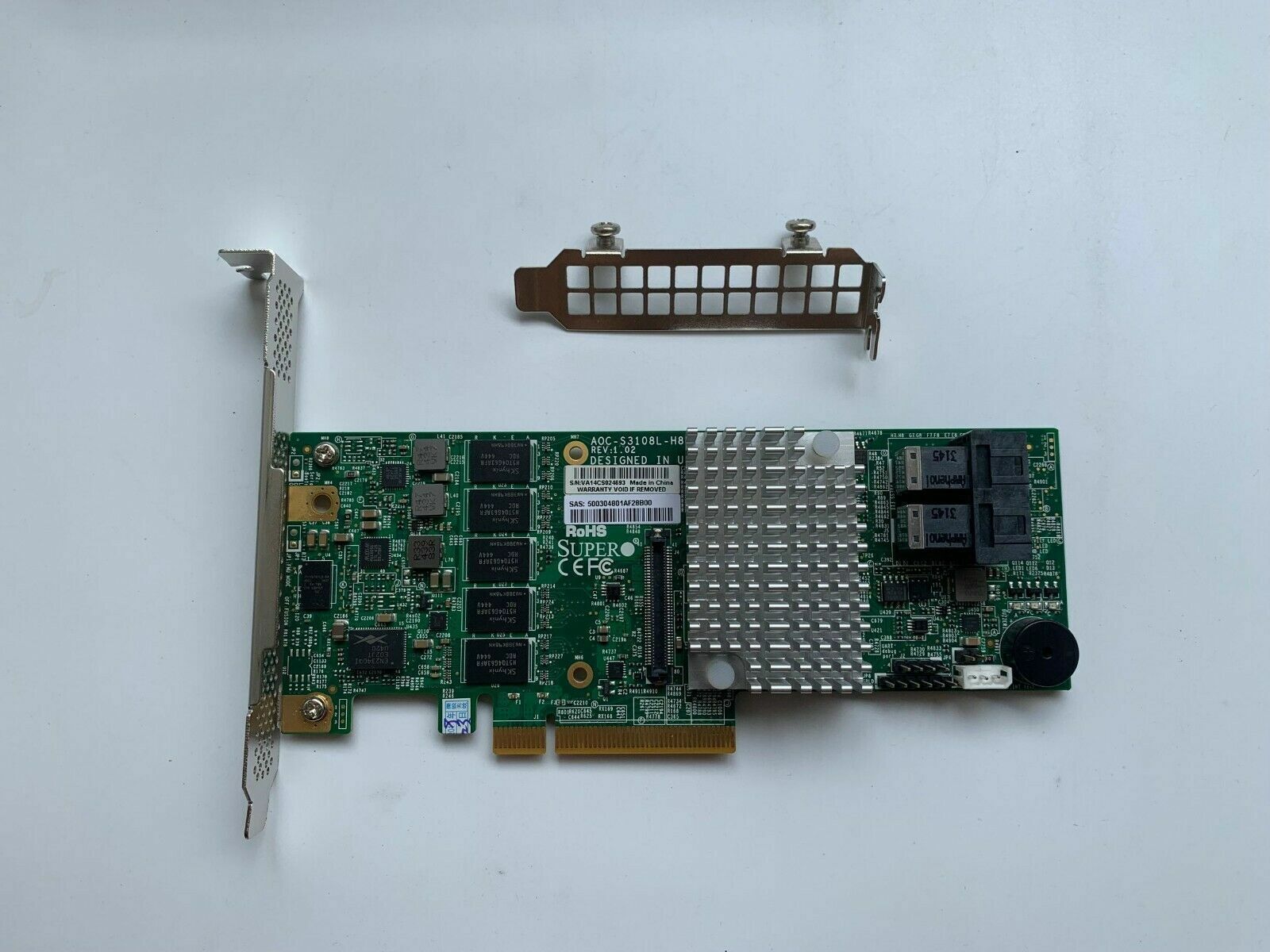 SUPERMICRO AOC-S3108L-H8IR 2GB 8-Port SAS3 12Gbps PCI-e 3.0 RAID Controller