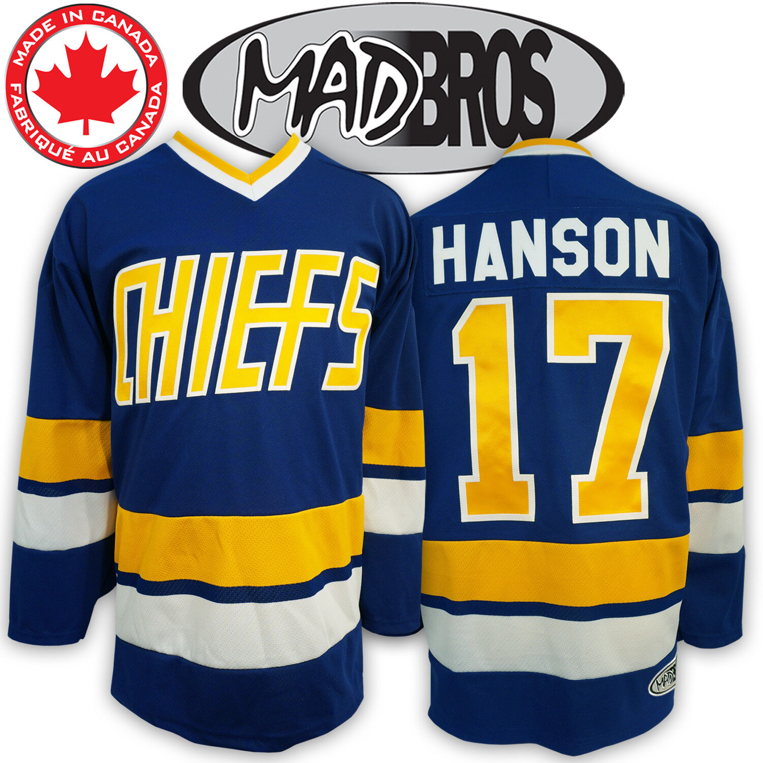 Hanson Brothers CHIEFS Hockey Jersey *SlapShot Movie Licensed* *Made in Canada*