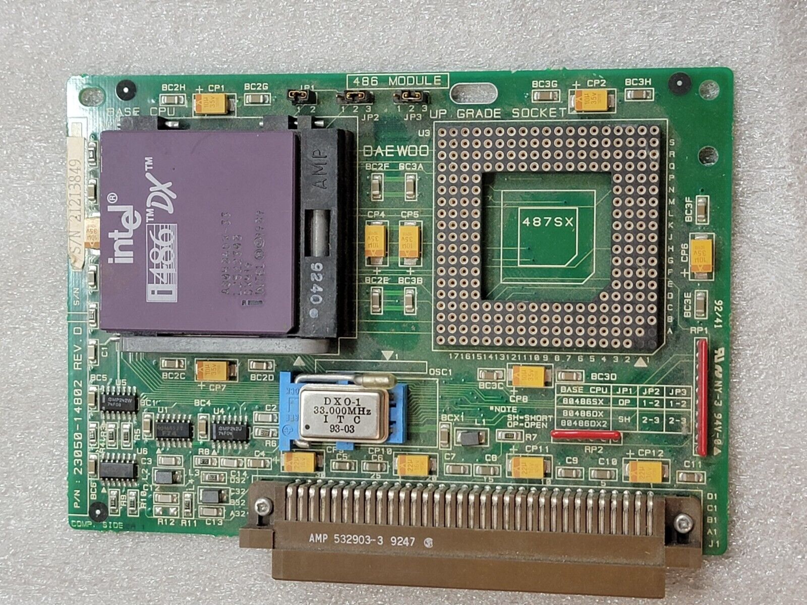 RARE Vintage Daewoo 486 Module System Board w/ A80486DX-33 SX419 CPU,