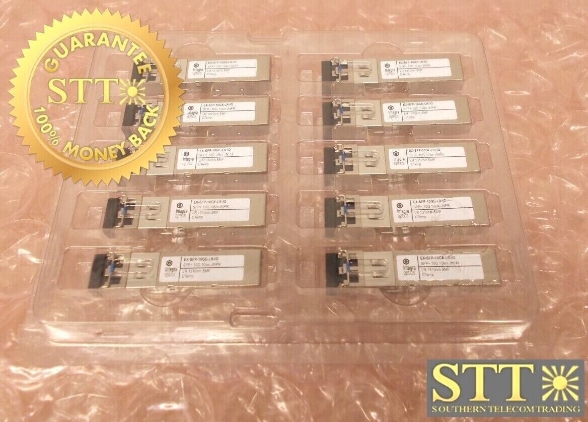EX-SFP-10GE-LR-IO INTEGRA OP SFP+10G 10KM LR 1310NM SMF JNPR COMP NEW(LOT OF 10)
