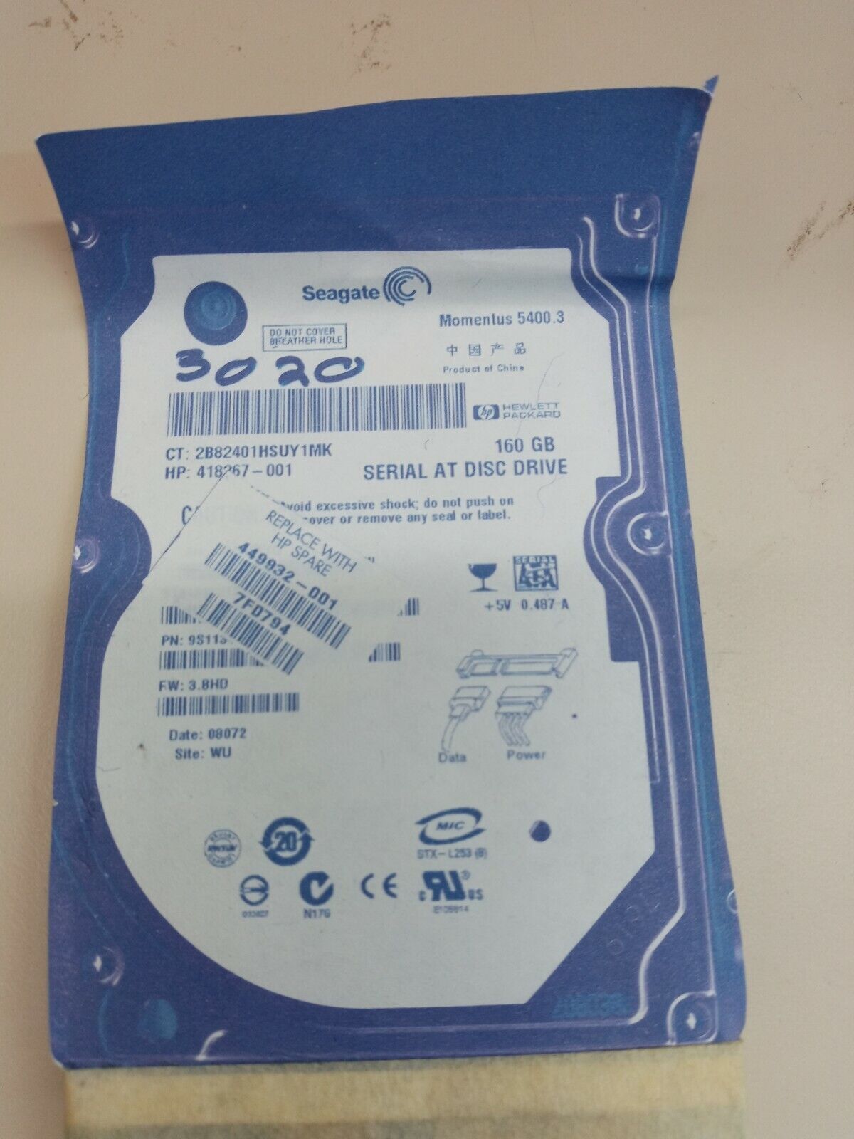 488 - PCB Hard Drive Board Seagate Momentus 5400.3 160GB